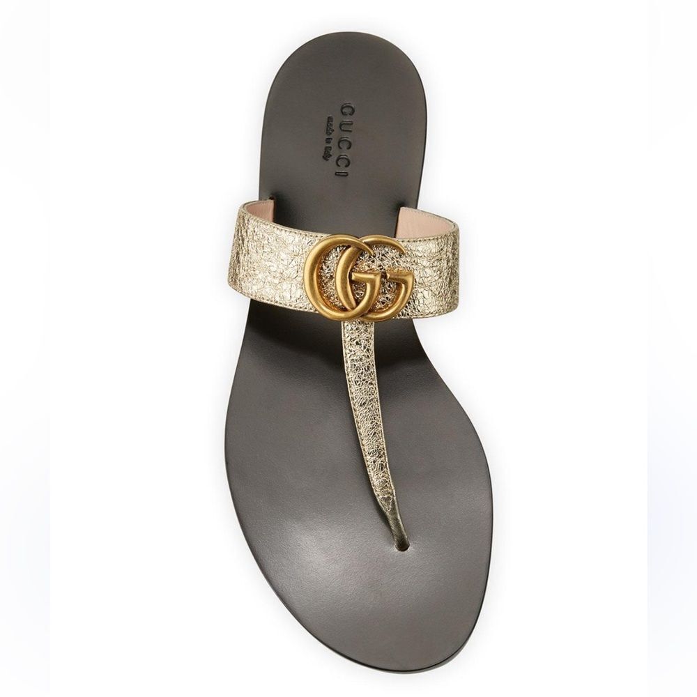 Gucci Gold and Black Sandals